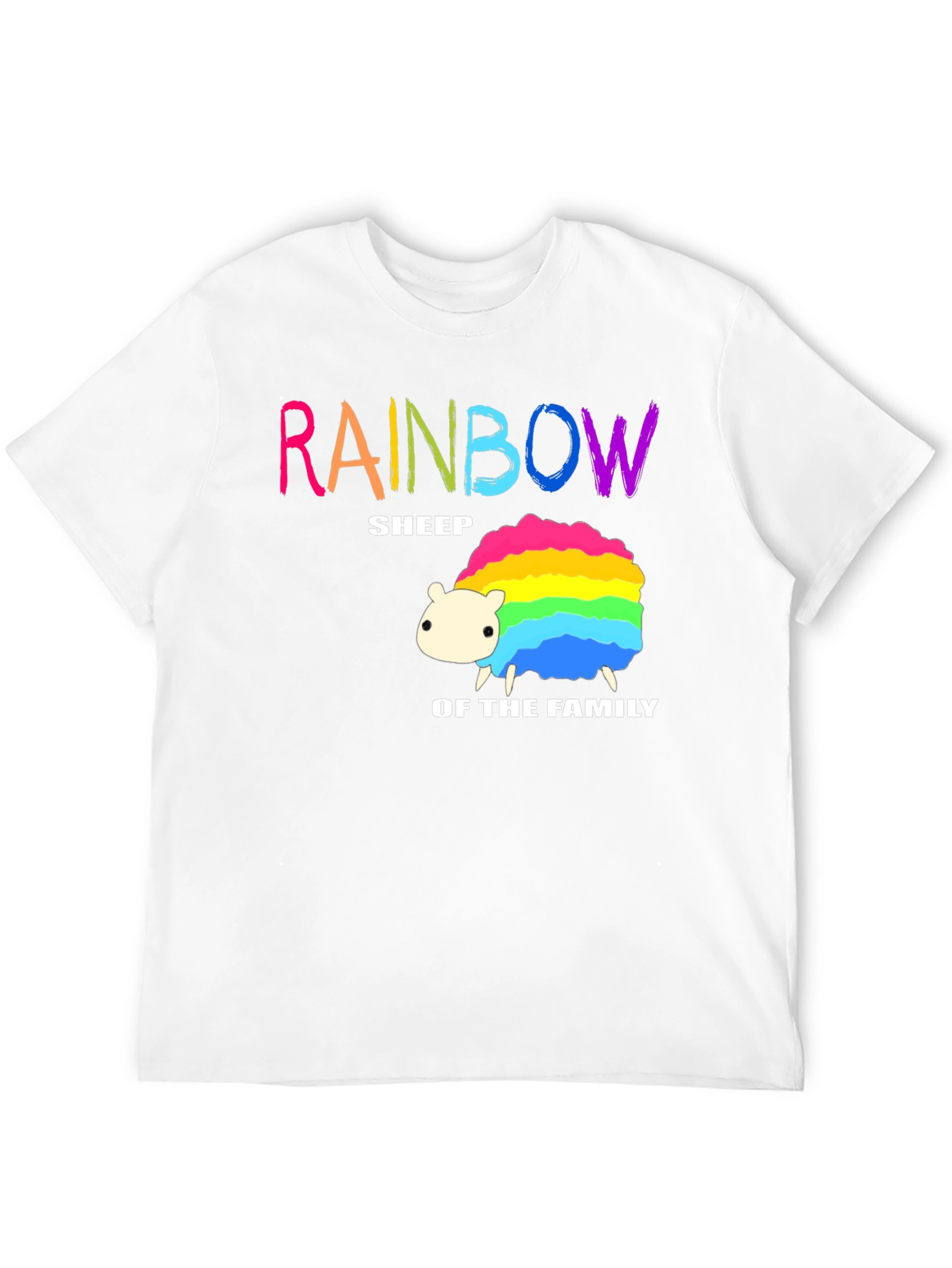 Rainbow Sheep Family T-Shirt - Black Cotton Graphic Tee