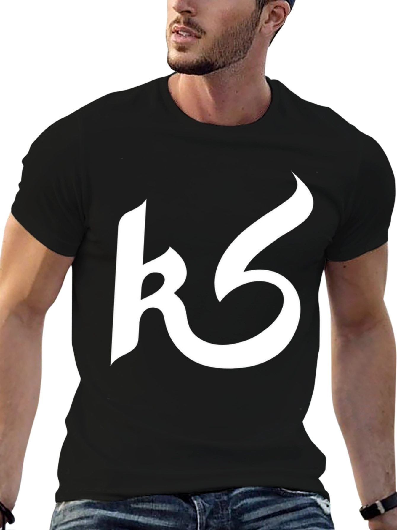 Modern Black Tee with Abstract White Design