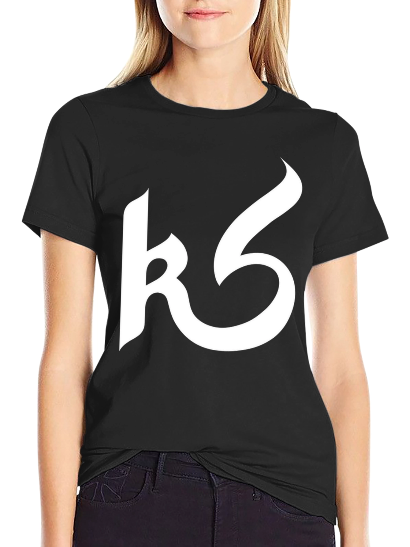 Modern Black Tee with Abstract White Design