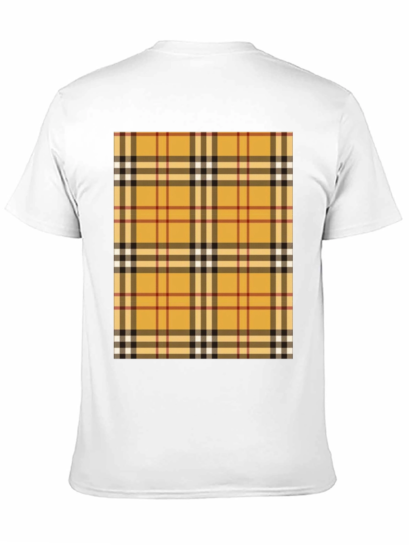 Mens Black T-Shirt with Plaid Print
