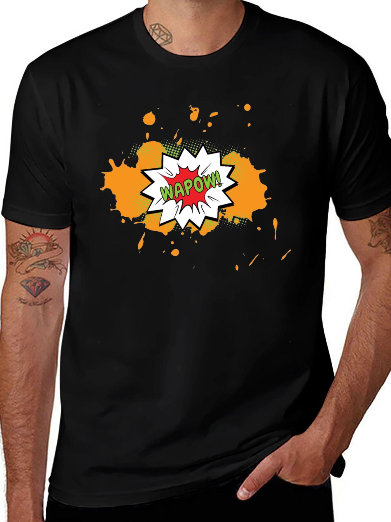 WAPOW! Comic T-Shirt - Mens Black Graphic Tee