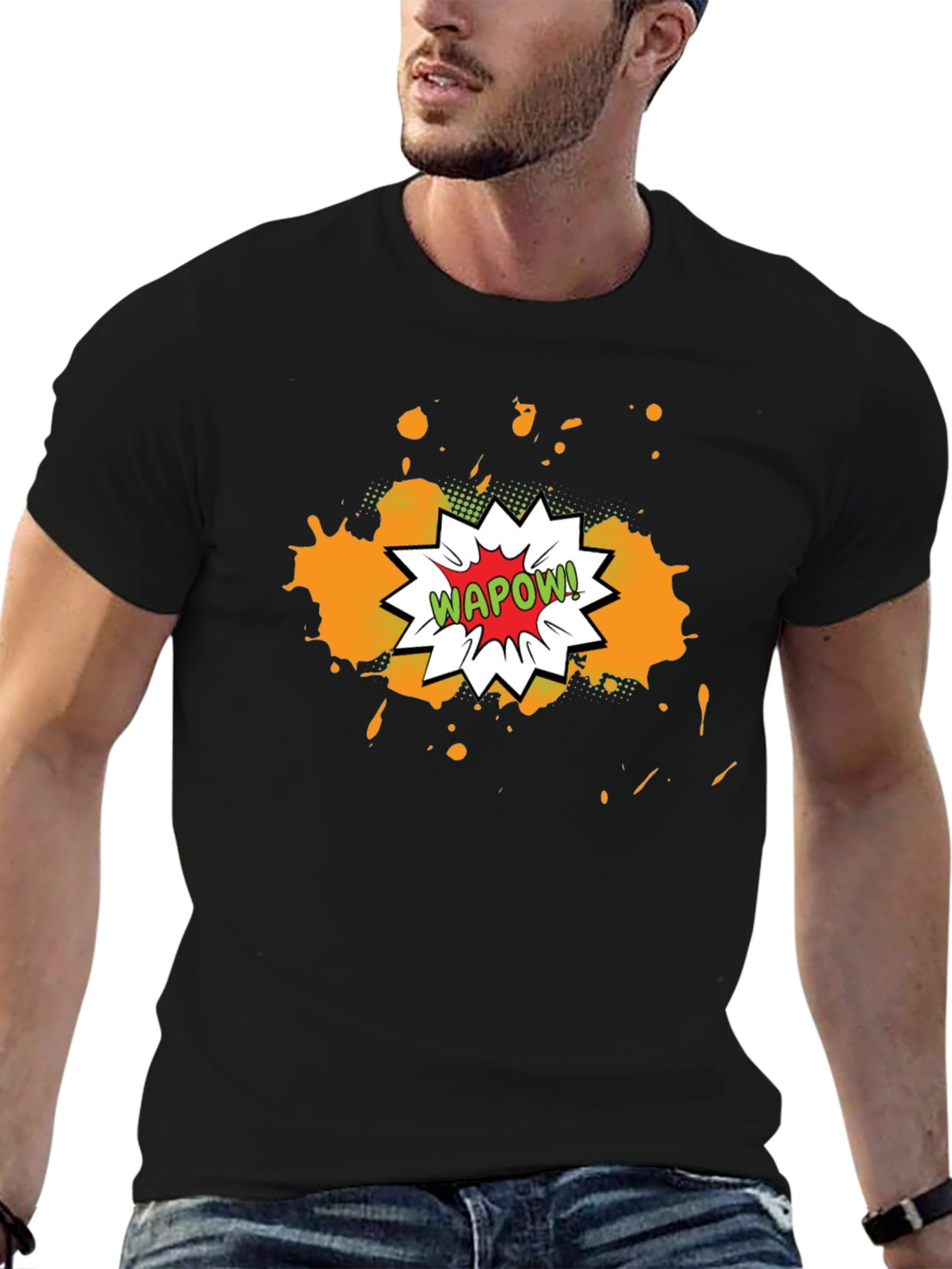 WAPOW! Comic T-Shirt - Mens Black Graphic Tee