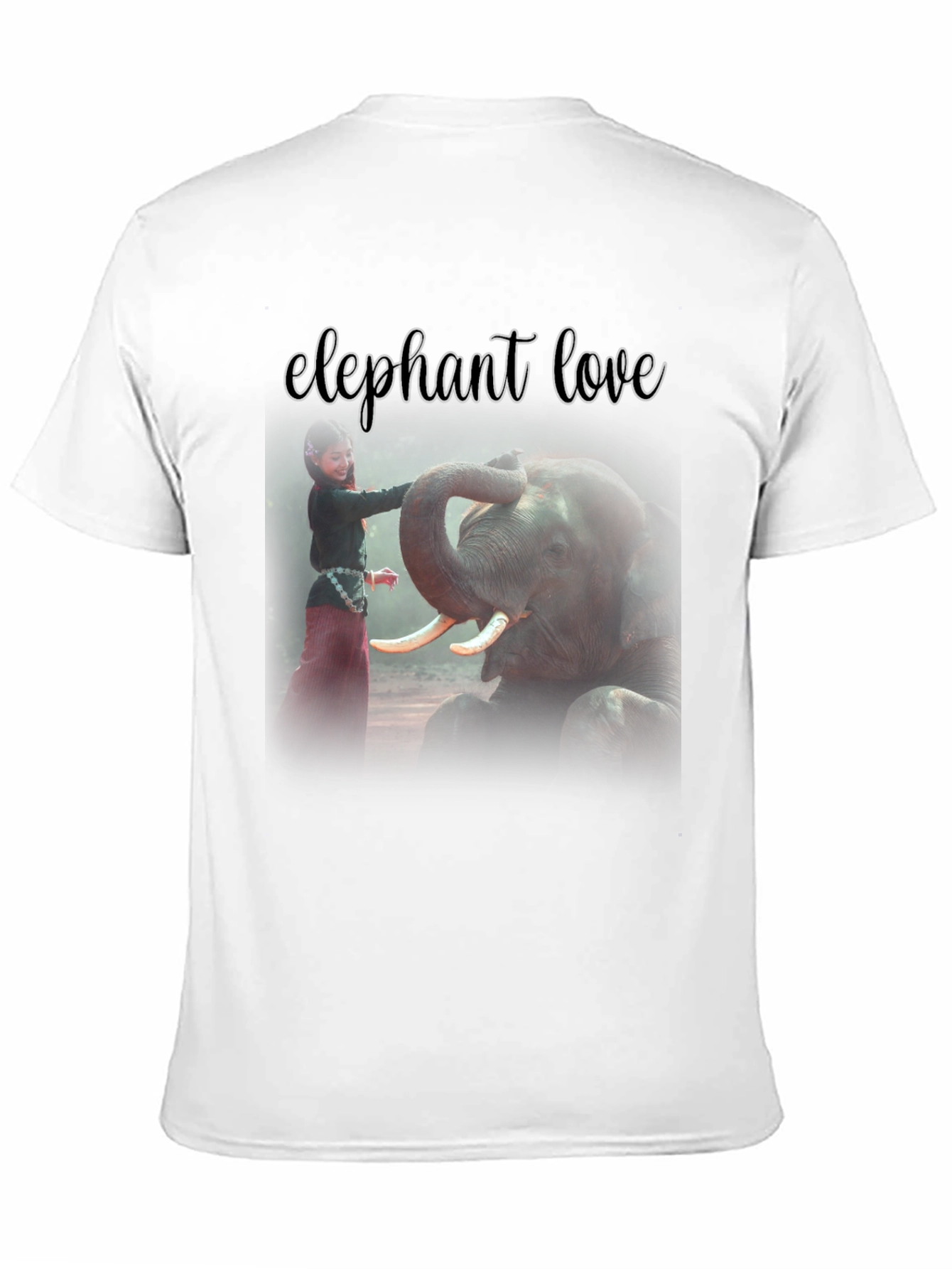 Elephant Love Graphic Tee - Black Cotton T-Shirt