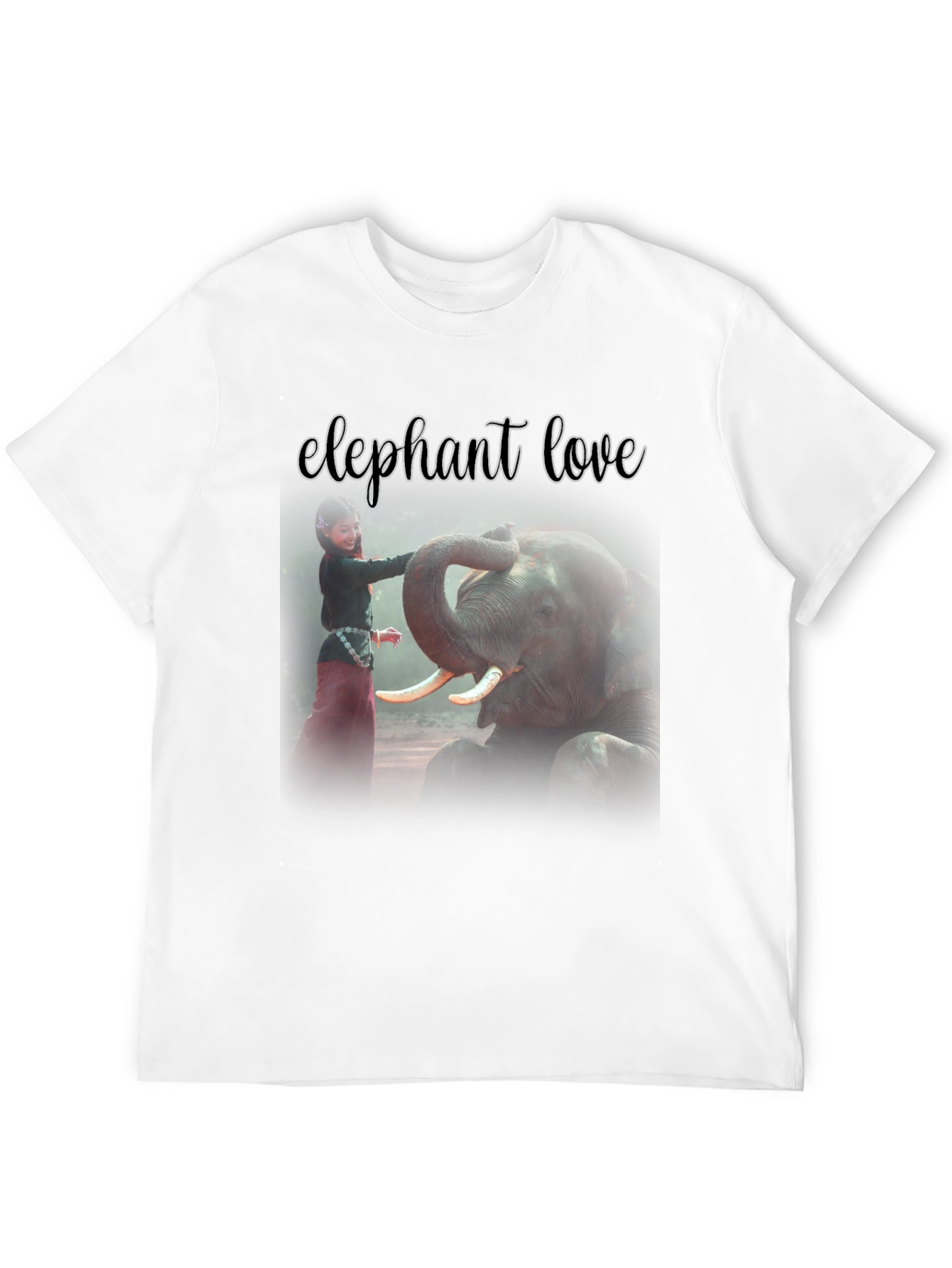 Elephant Love Graphic Tee - Black Cotton T-Shirt
