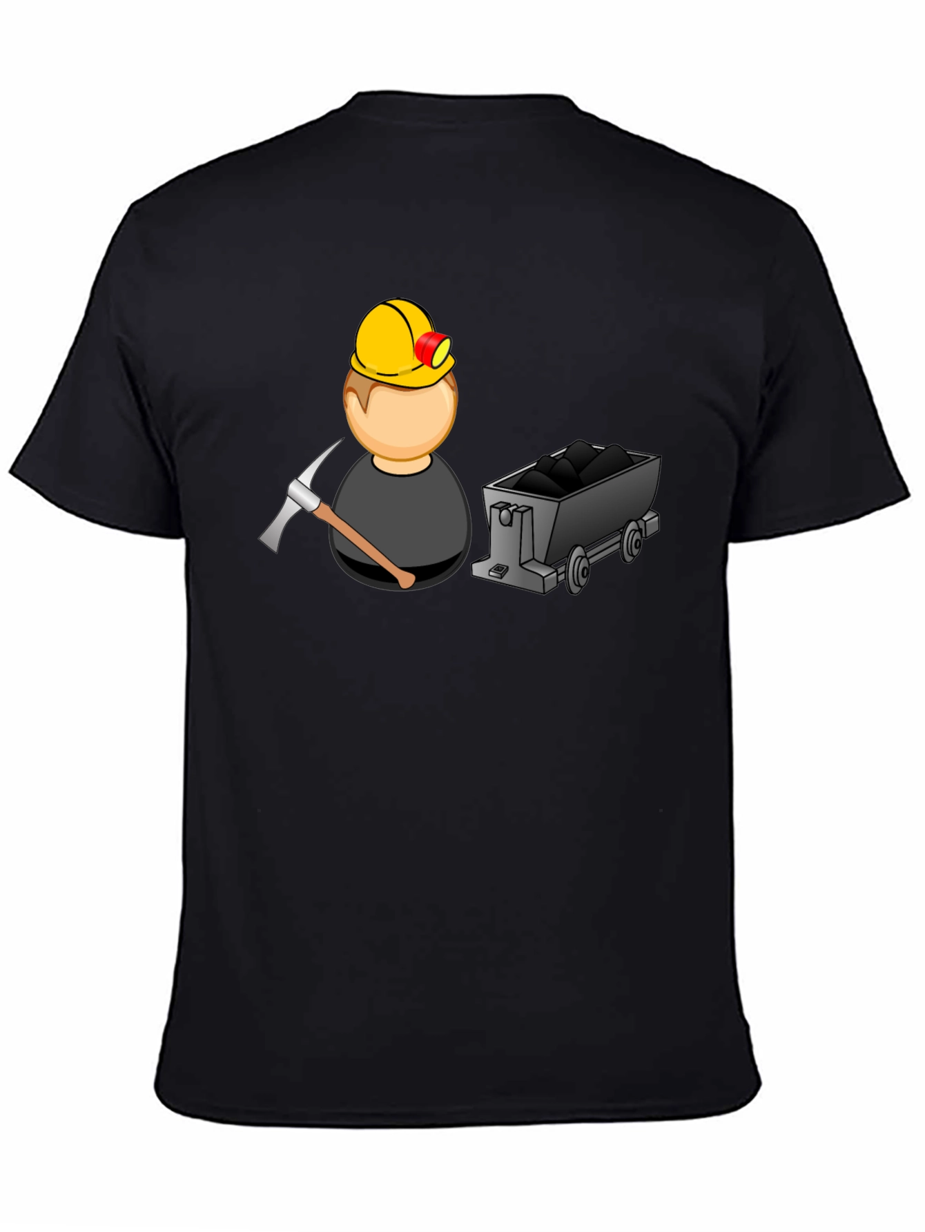 Cartoon Miner Graphic T-Shirt - Black