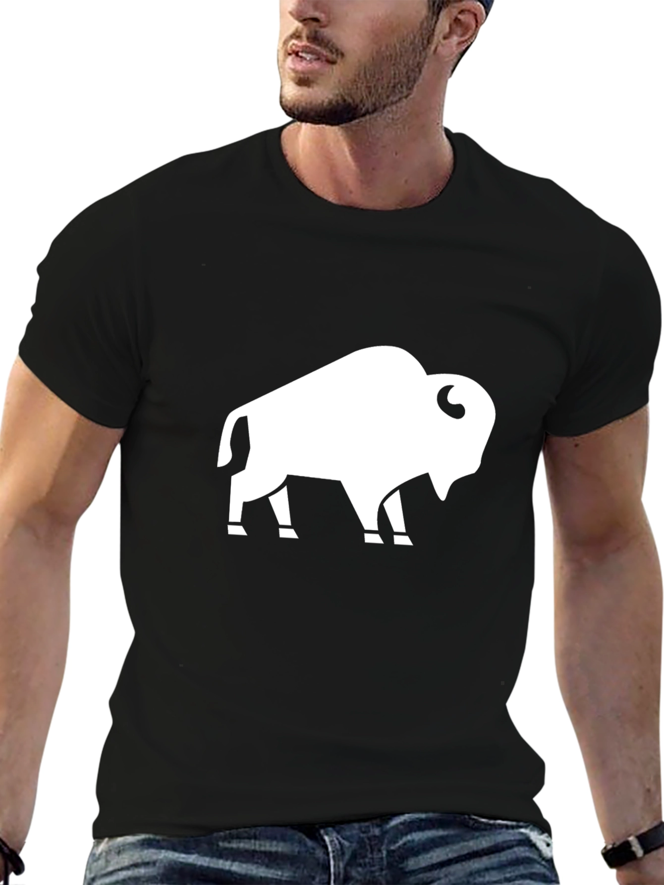 Buffalo Graphic Tee - Black Cotton Casual Shirt