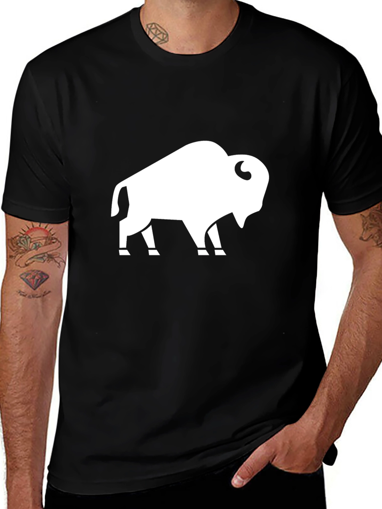 Buffalo Graphic Tee - Black Cotton Casual Shirt