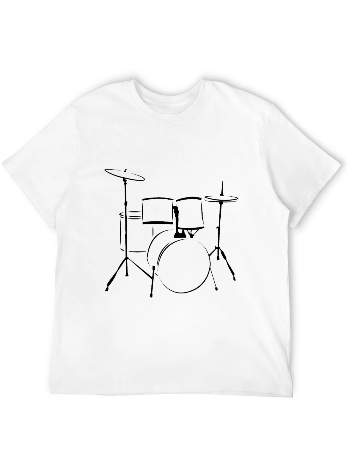 Black Drum Set Outline T-Shirt - Musician Style