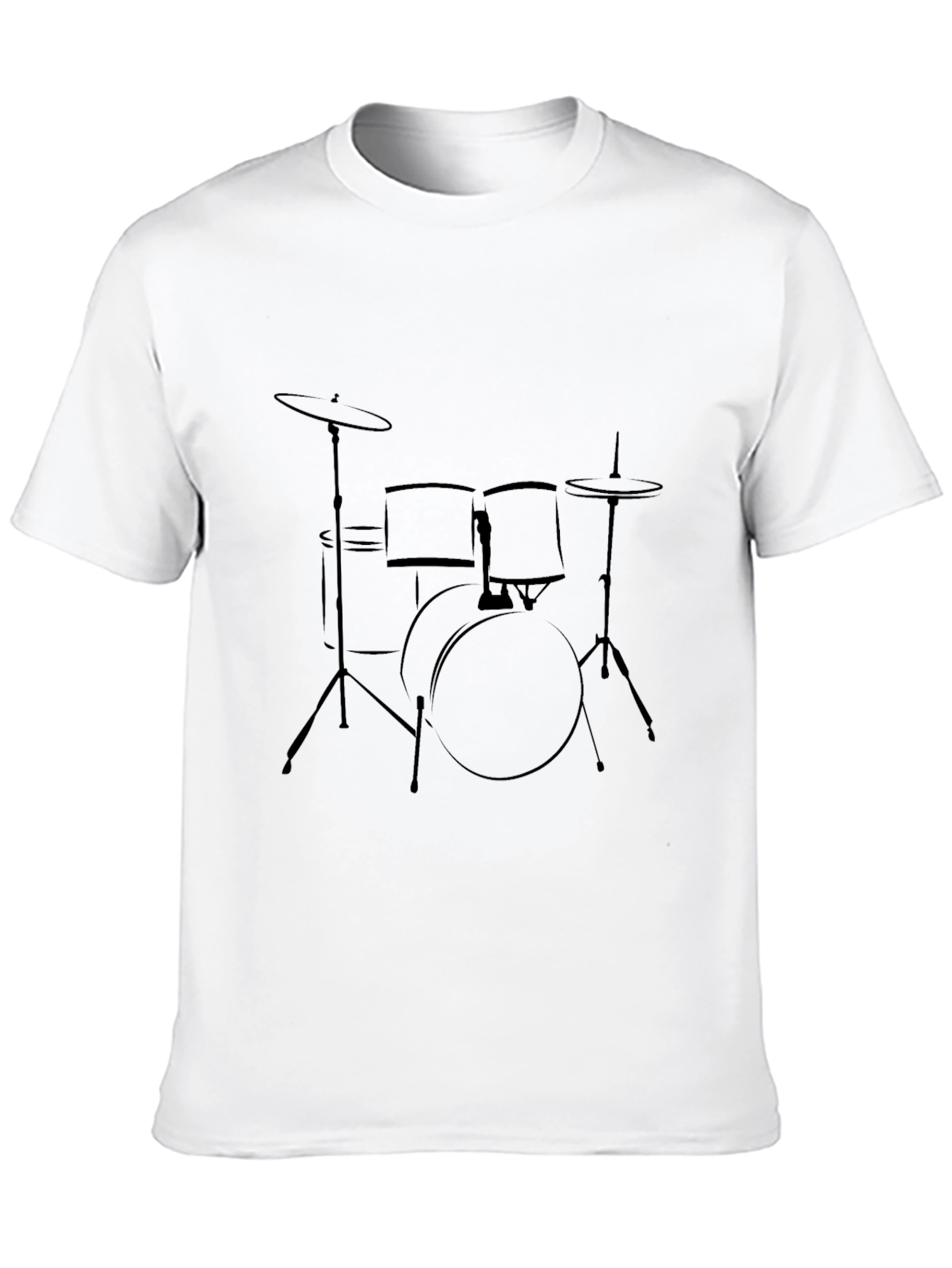 Black Drum Set Outline T-Shirt - Musician Style