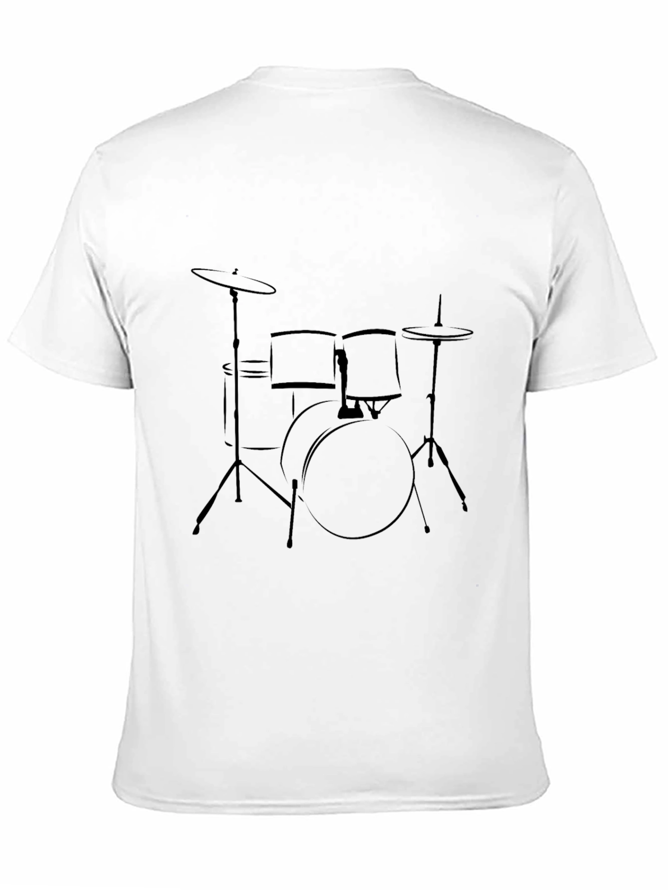 Black Drum Set Outline T-Shirt - Musician Style
