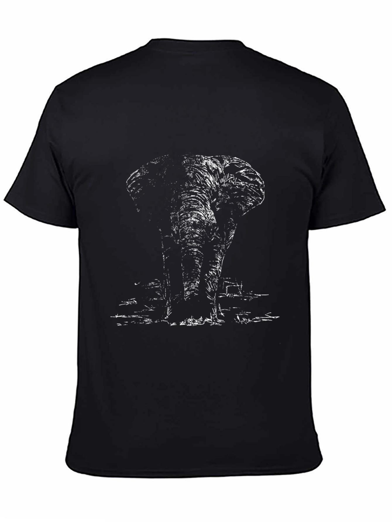 Elephant Sketch Graphic Tee - Black