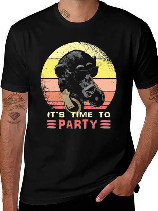 Its Time To Party Retro Monkey DJ Graphic Tee