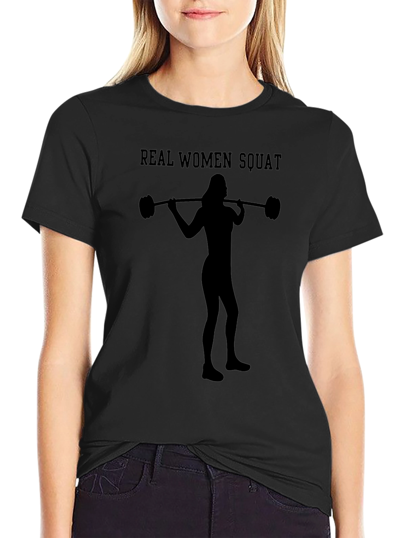 Real Women Squat Black T-Shirt