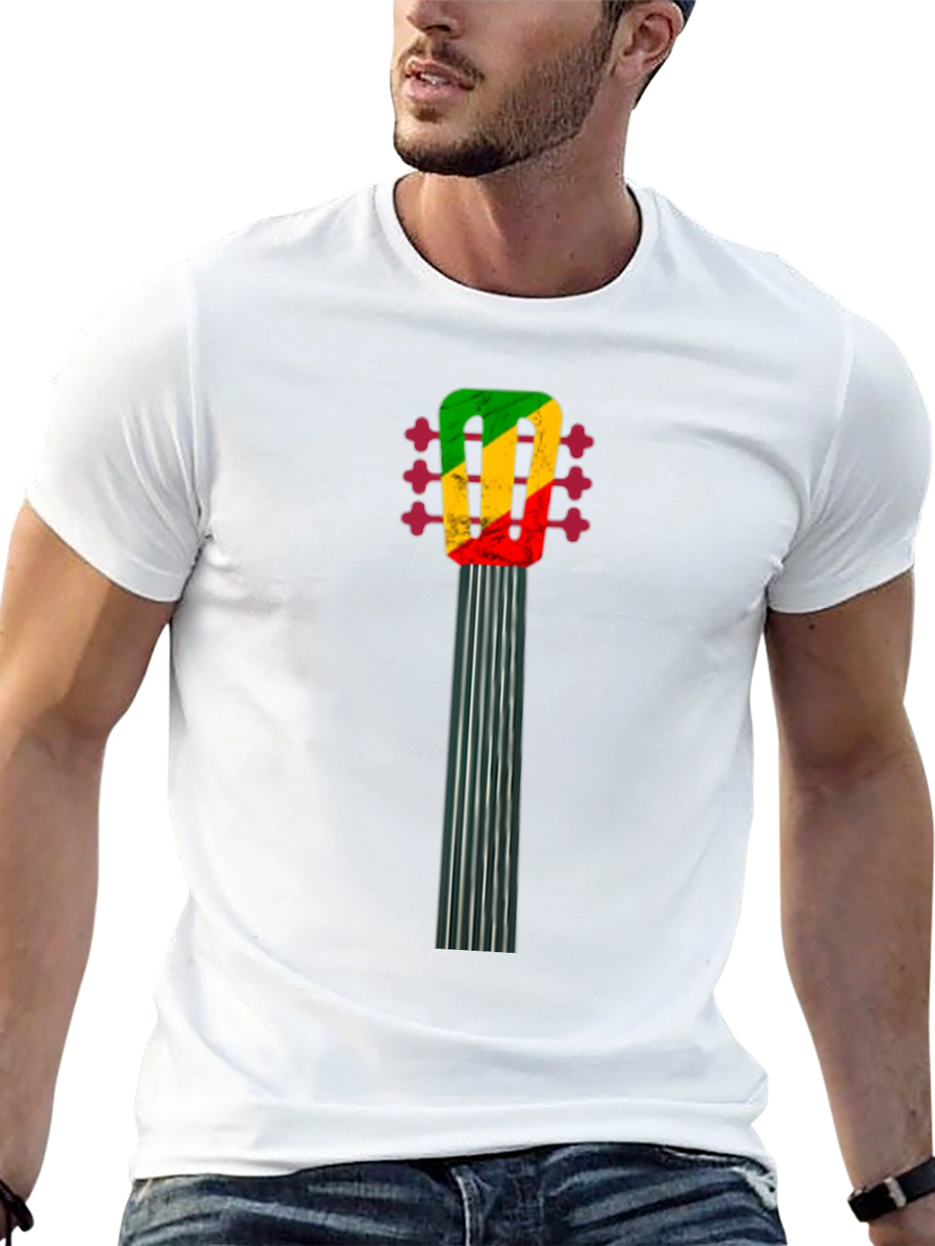 Rasta Guitar Neck Graphic T-Shirt