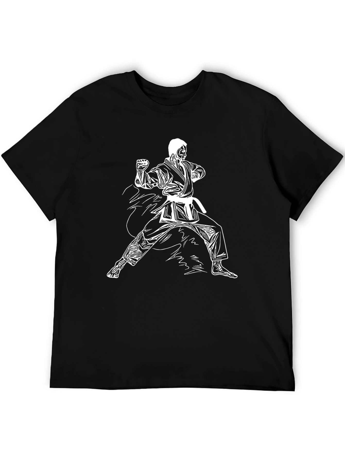 Karate Silhouette Graphic Black T-Shirt