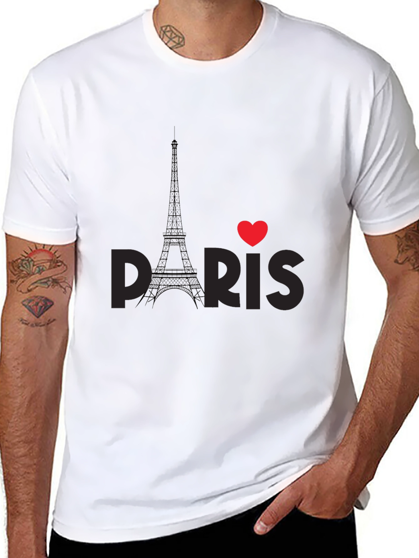 I Love Paris Black Graphic Tee Shirt