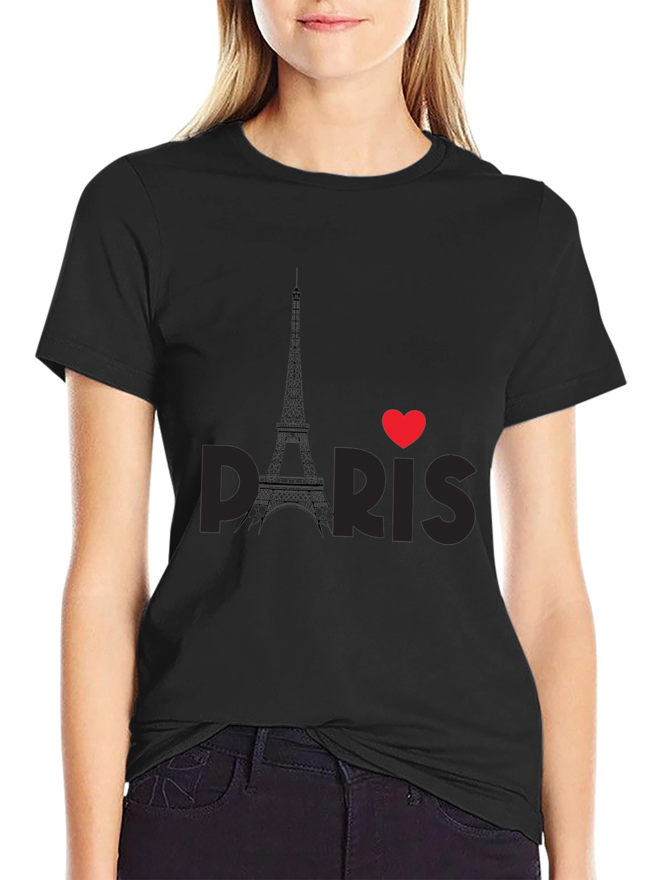 I Love Paris Black Graphic Tee Shirt