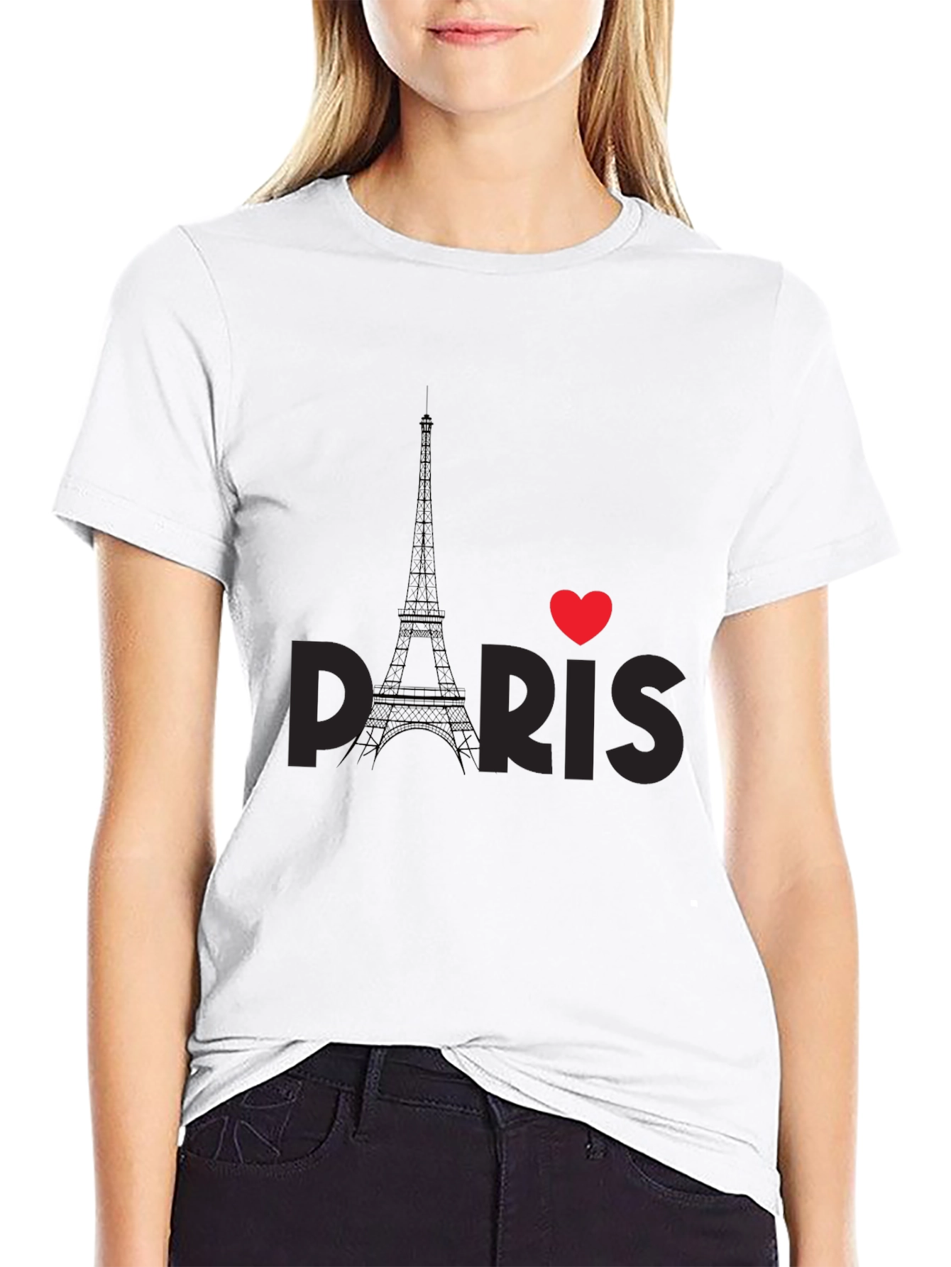 I Love Paris Black Graphic Tee Shirt