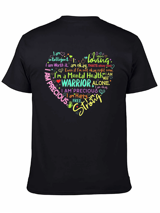 Mental Health Warrior Heart Graphic T-Shirt