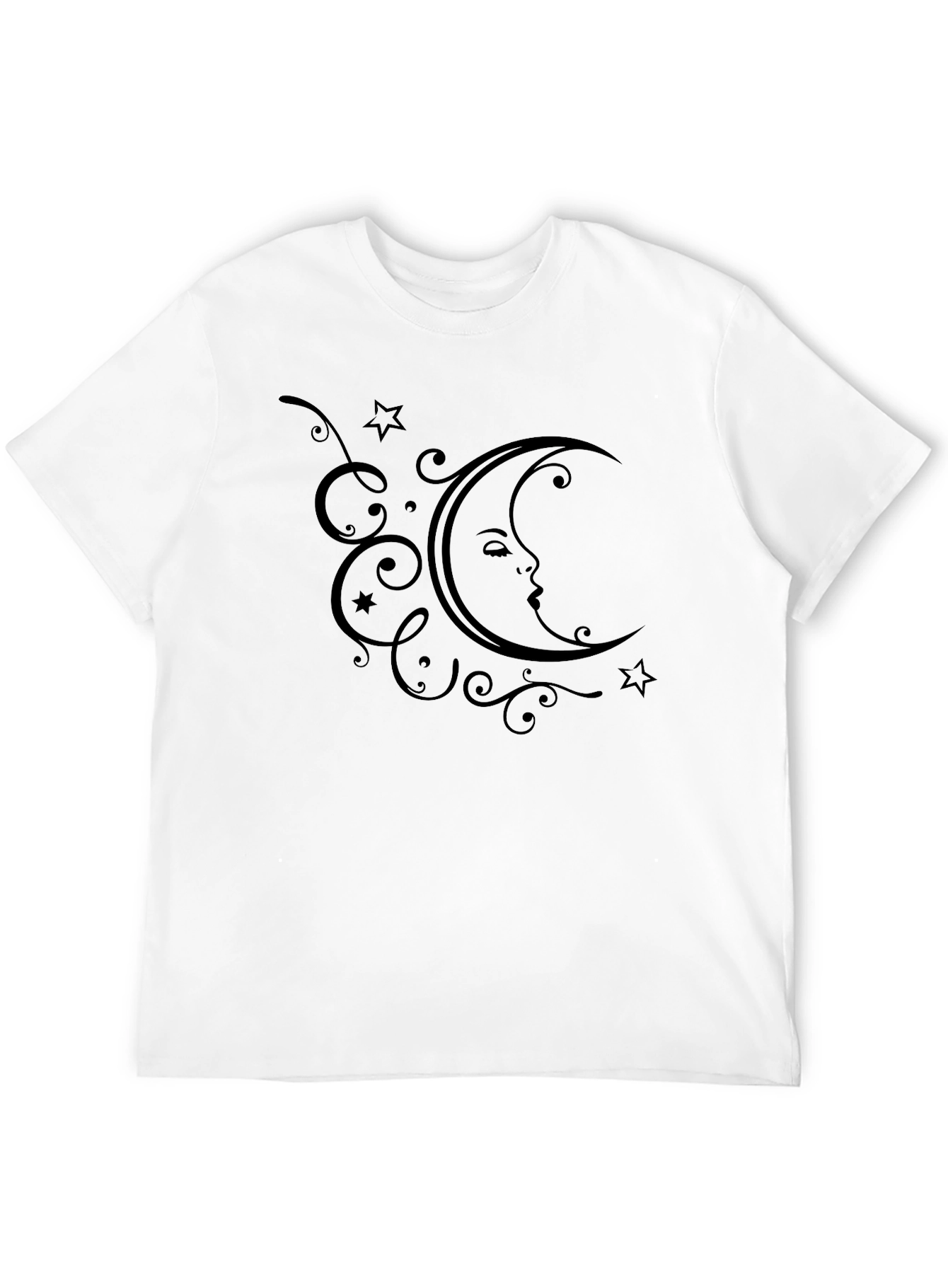 Crescent Moon Face Graphic T-Shirt - Stylish Black Tee