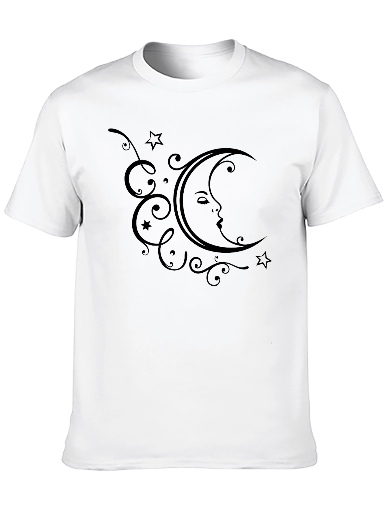 Crescent Moon Face Graphic T-Shirt - Stylish Black Tee
