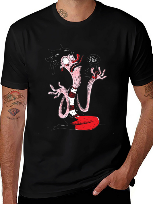 Funny Cartoon Character Black T-Shirt