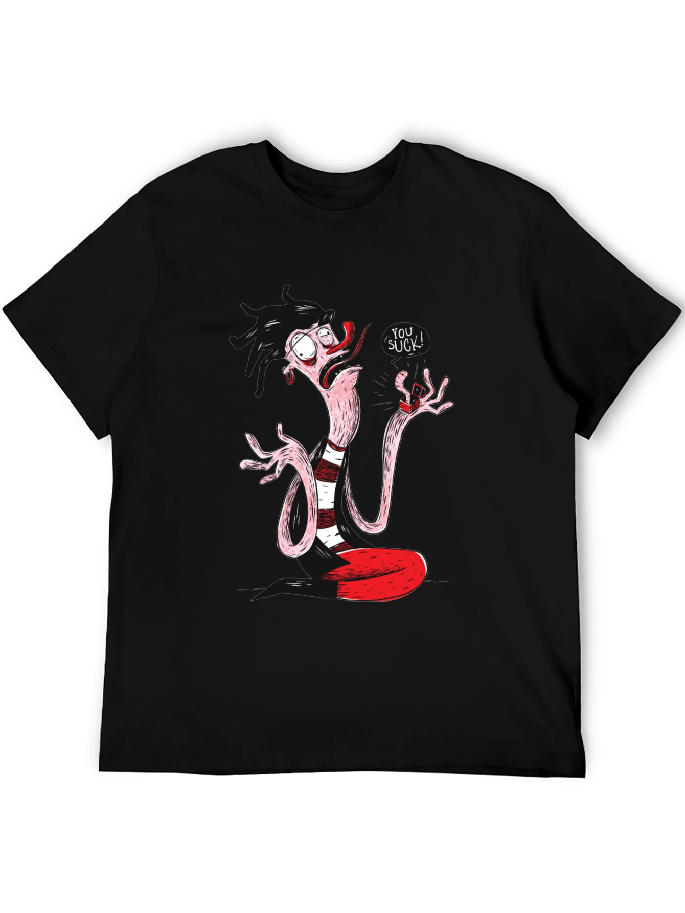 Funny Cartoon Character Black T-Shirt