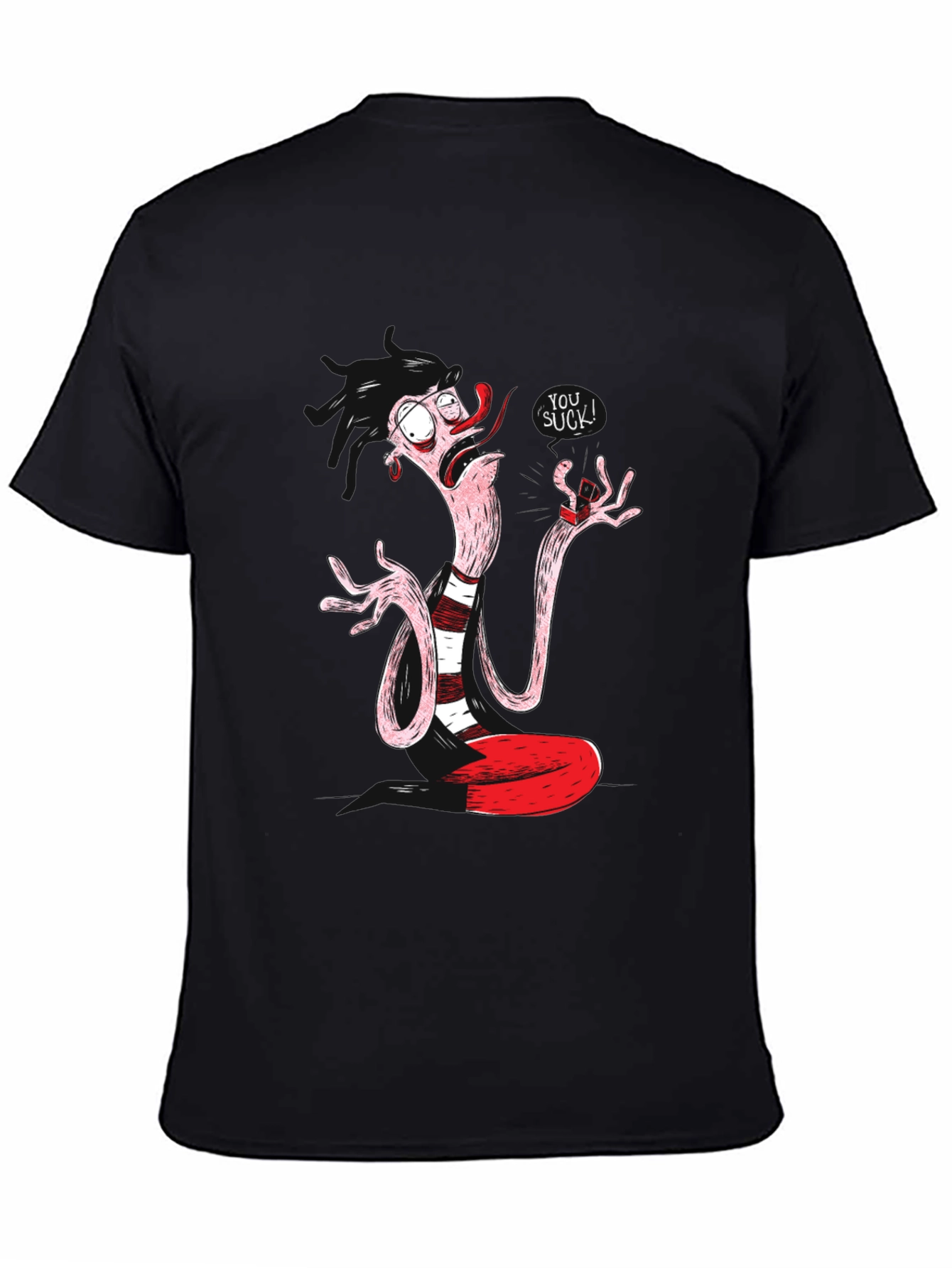 Funny Cartoon Character Black T-Shirt