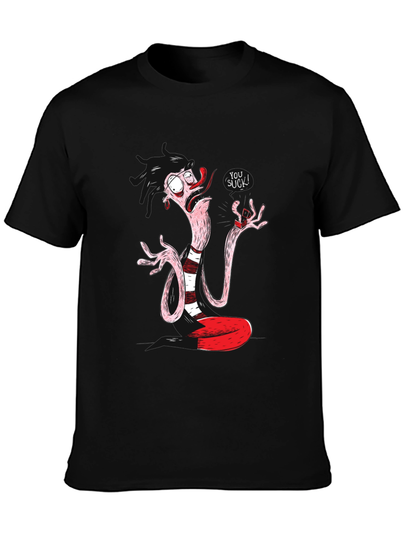 Funny Cartoon Character Black T-Shirt