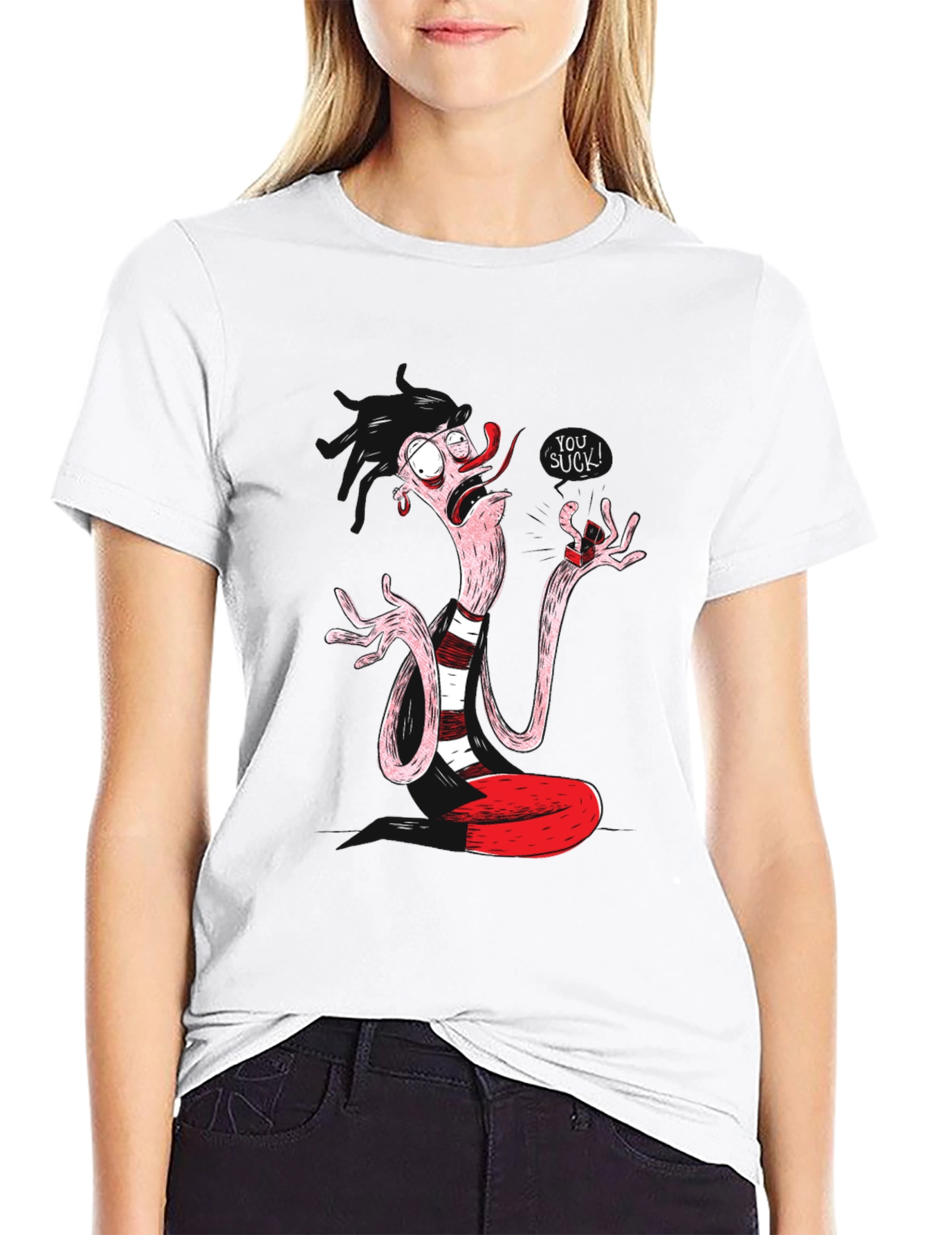 Funny Cartoon Character Black T-Shirt