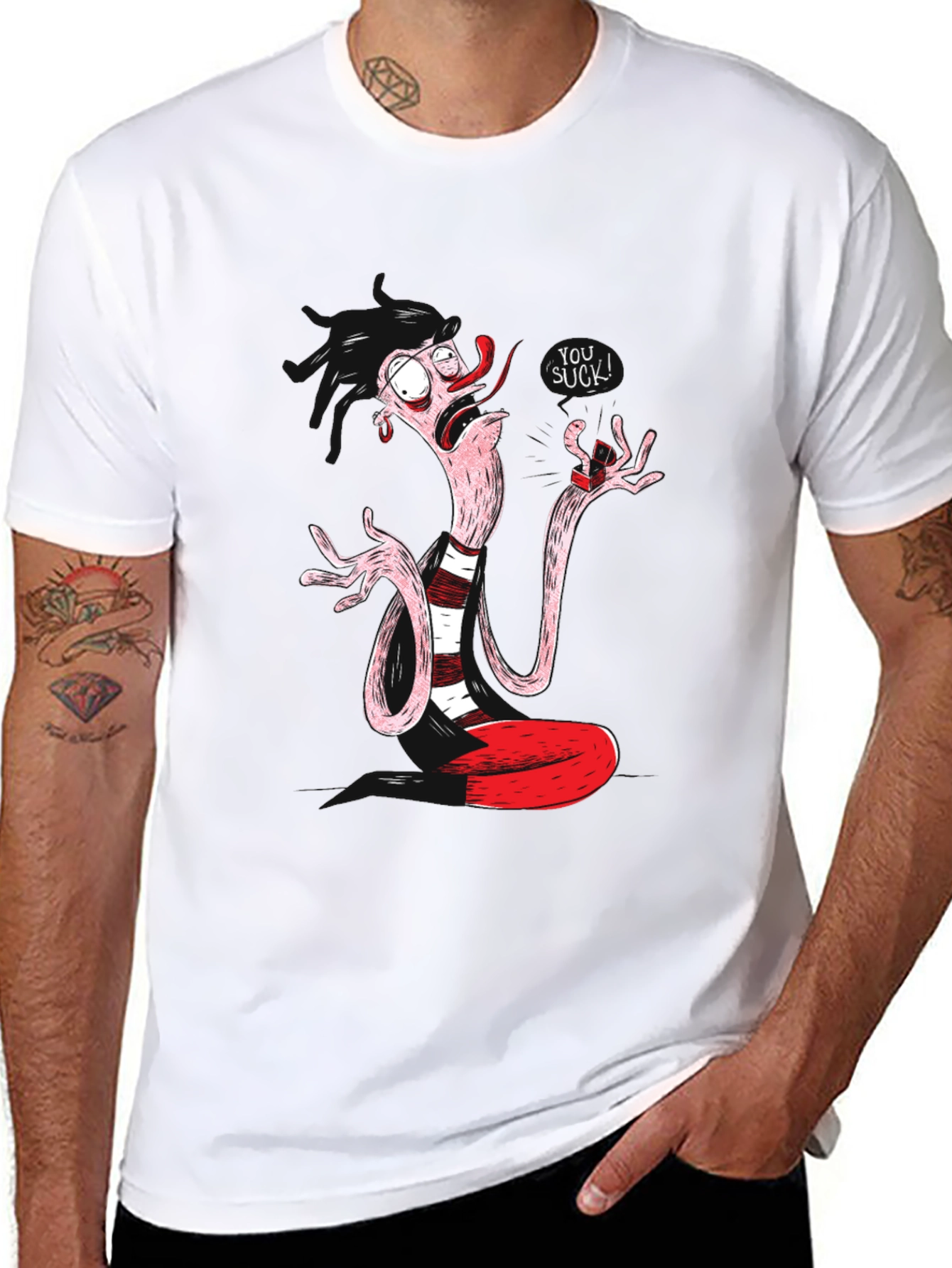 Funny Cartoon Character Black T-Shirt