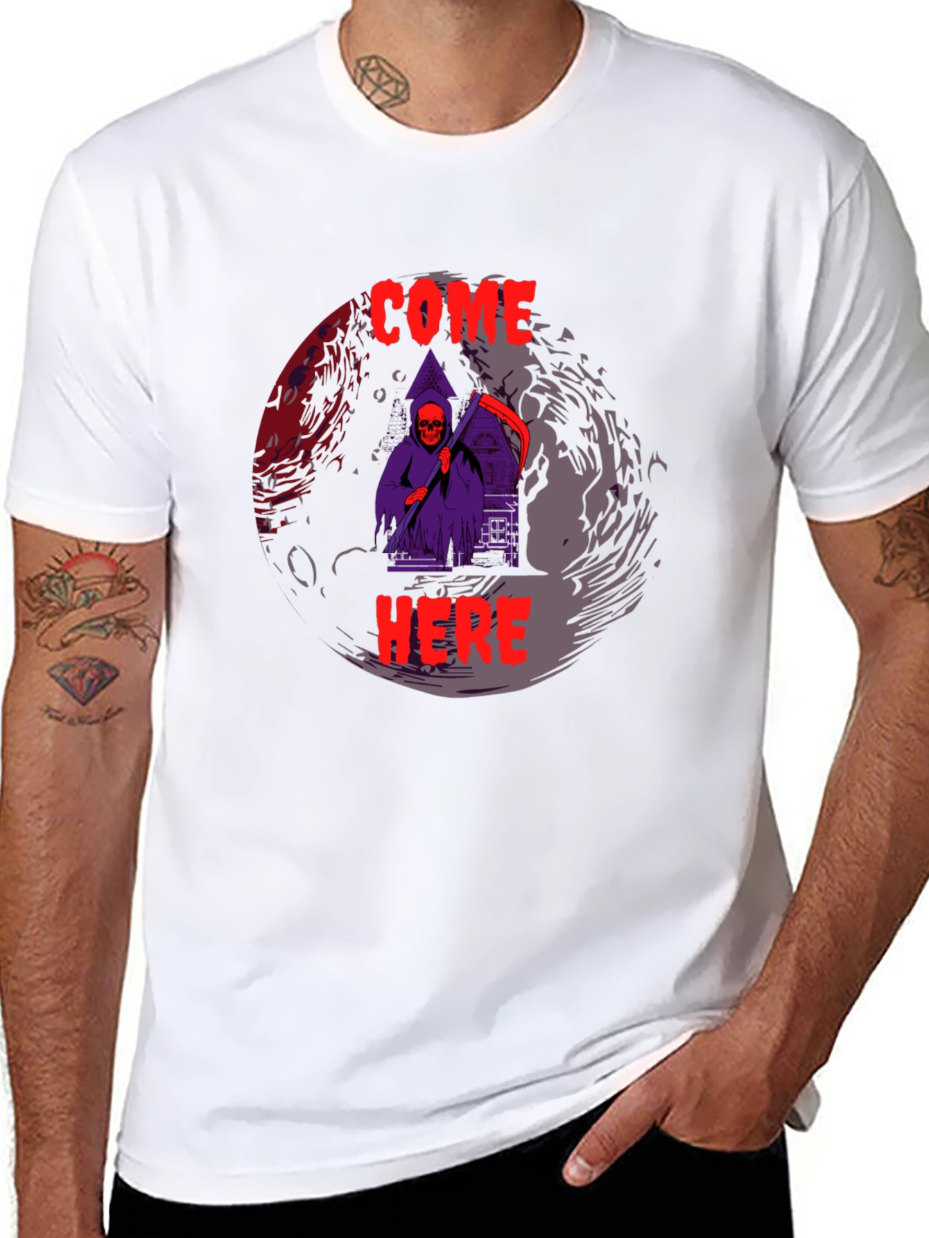 Grim Reaper Graphic Tee - Come Here T-Shirt
