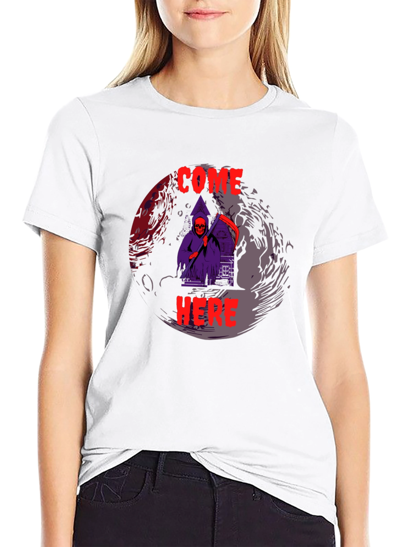 Grim Reaper Graphic Tee - Come Here T-Shirt