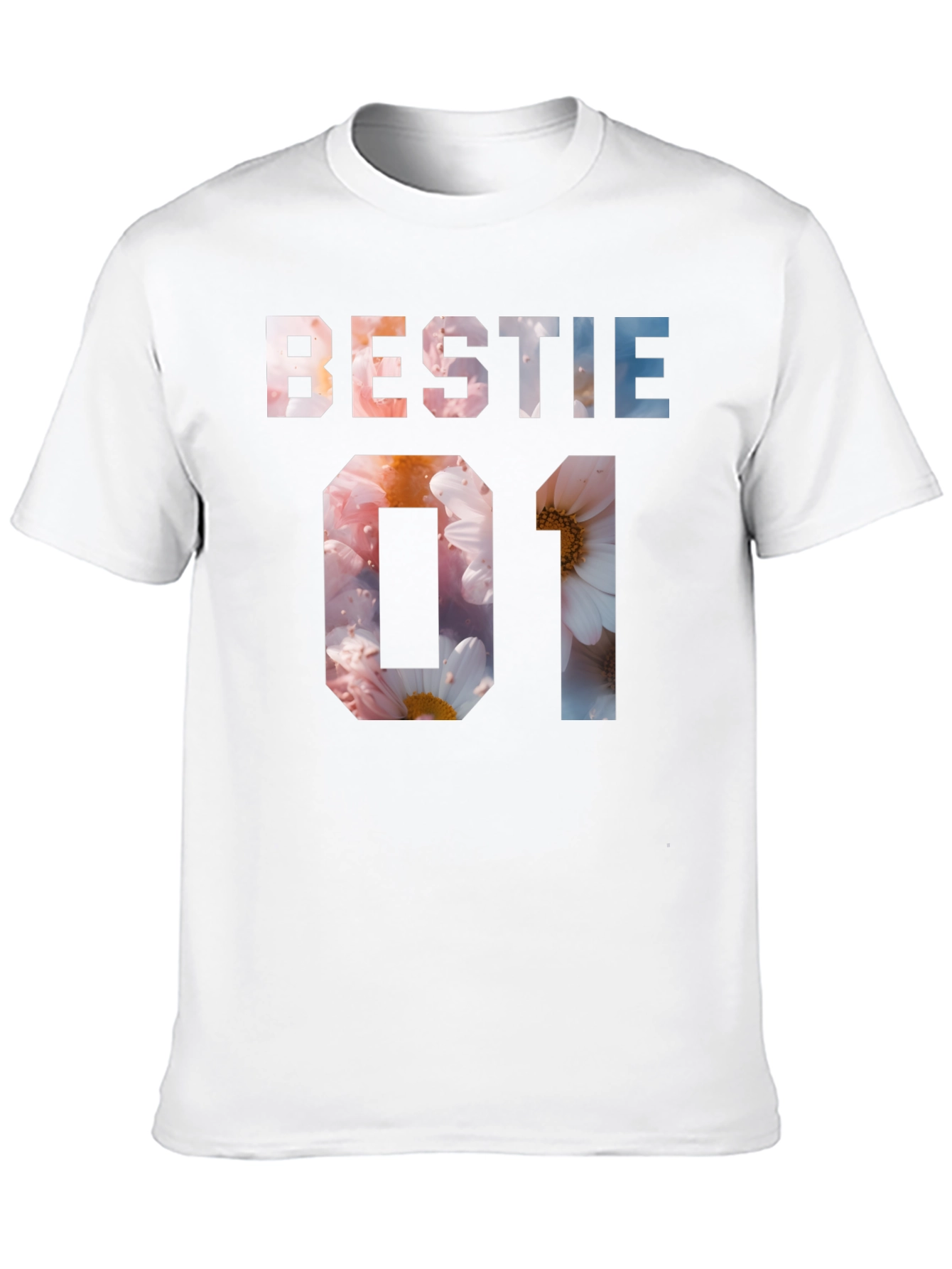 Bestie 01 Floral Print Black T-Shirt