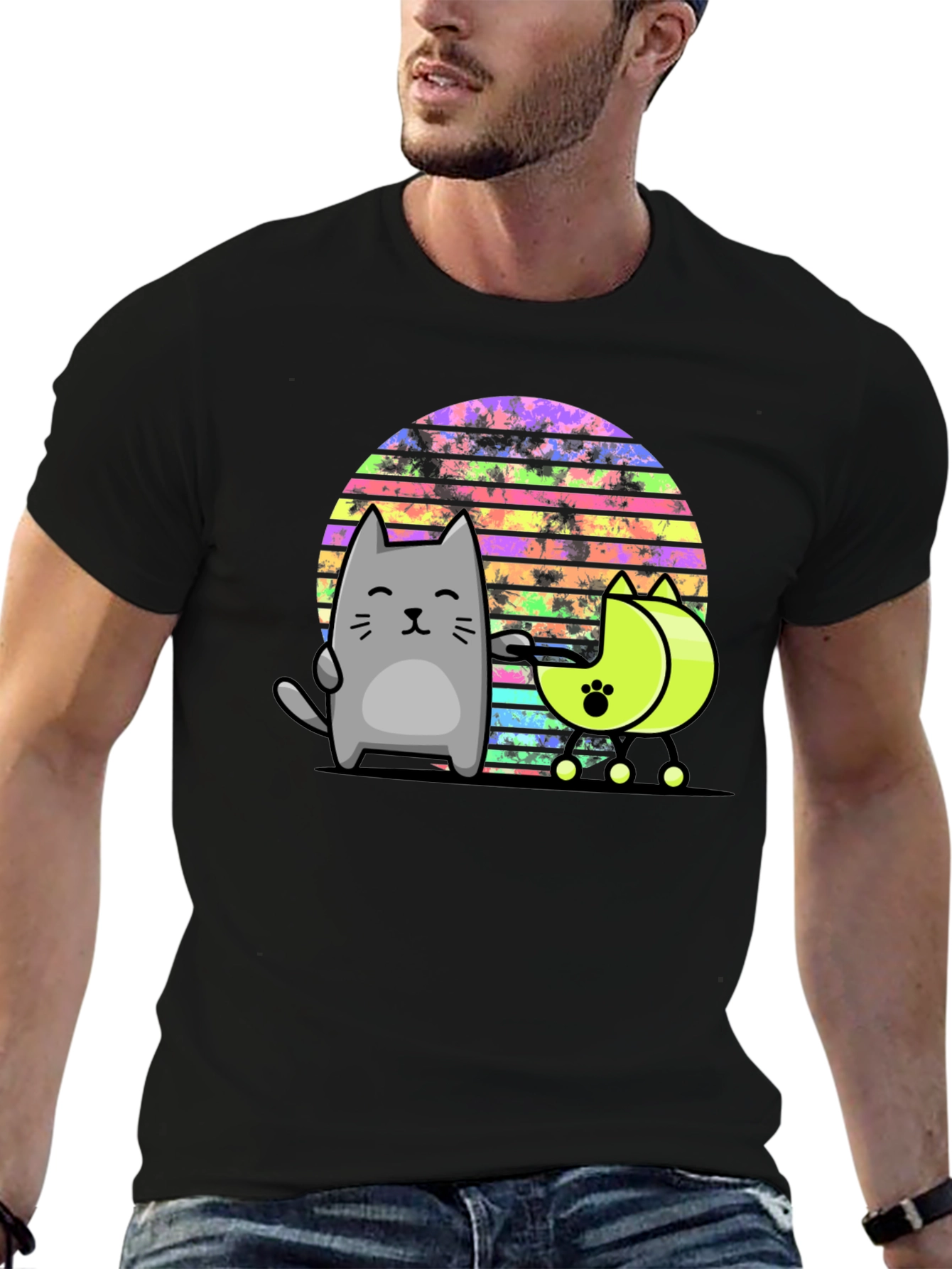Retro Cat T-Shirt - Cool Cartoon Design