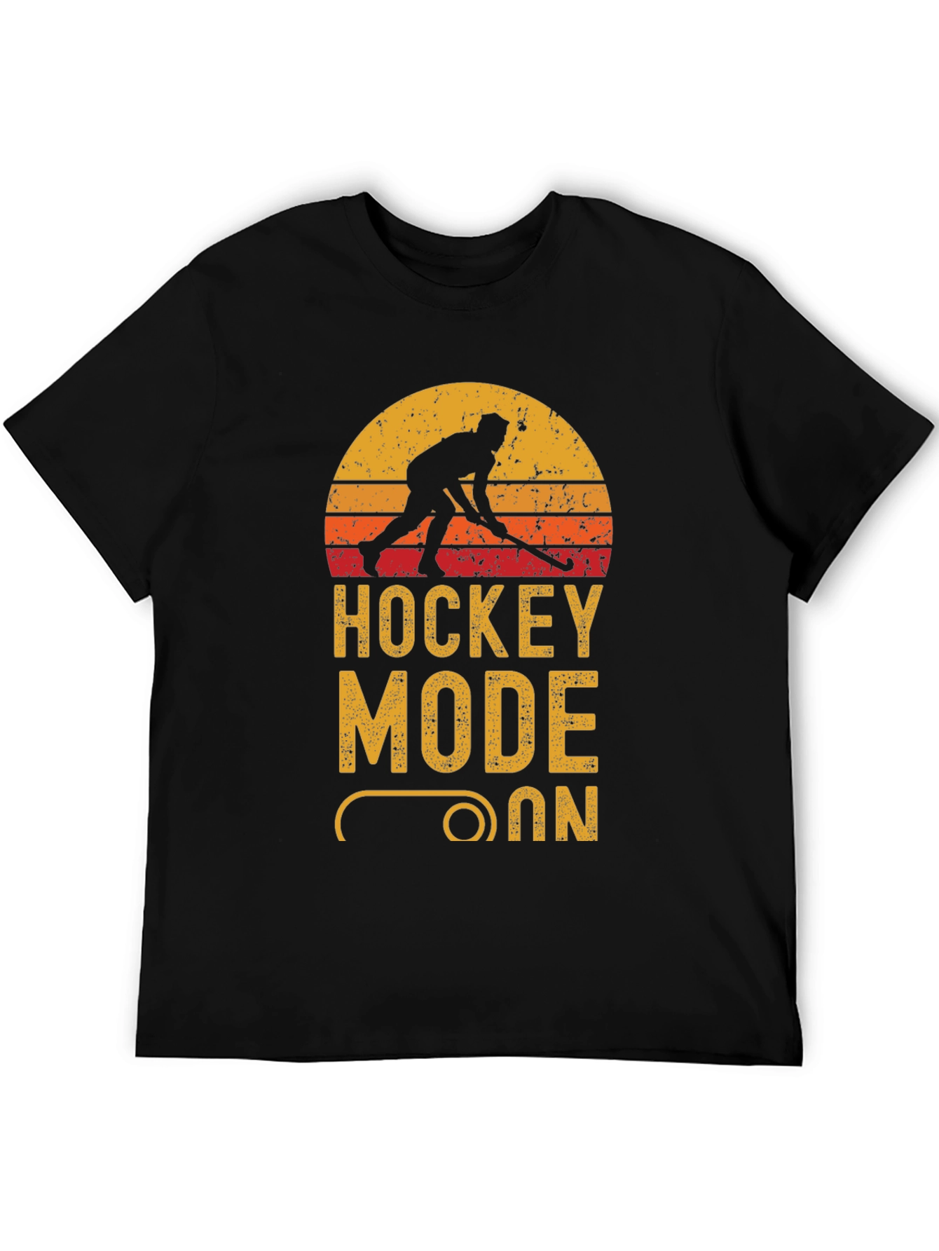 Hockey Mode On Graphic Tee - Black Cotton T-Shirt
