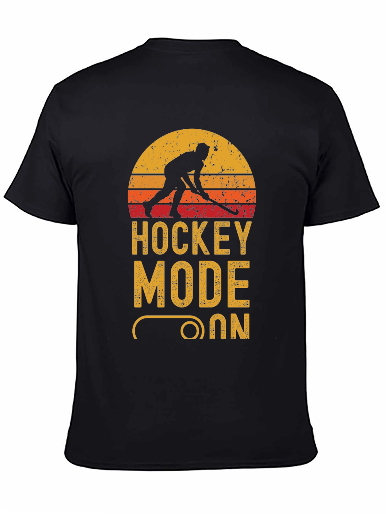 Hockey Mode On Graphic Tee - Black Cotton T-Shirt