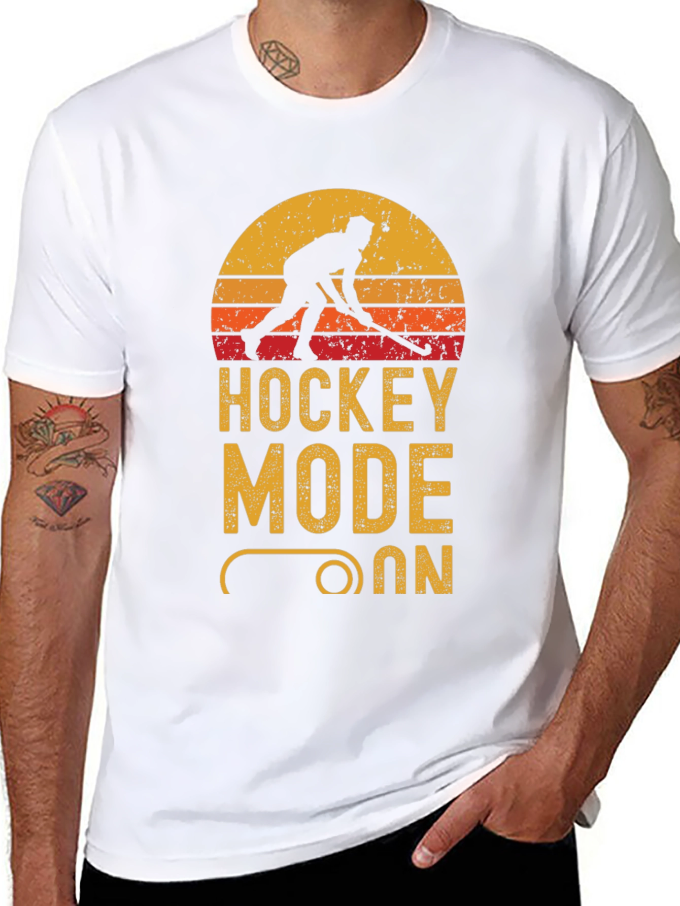 Hockey Mode On Graphic Tee - Black Cotton T-Shirt