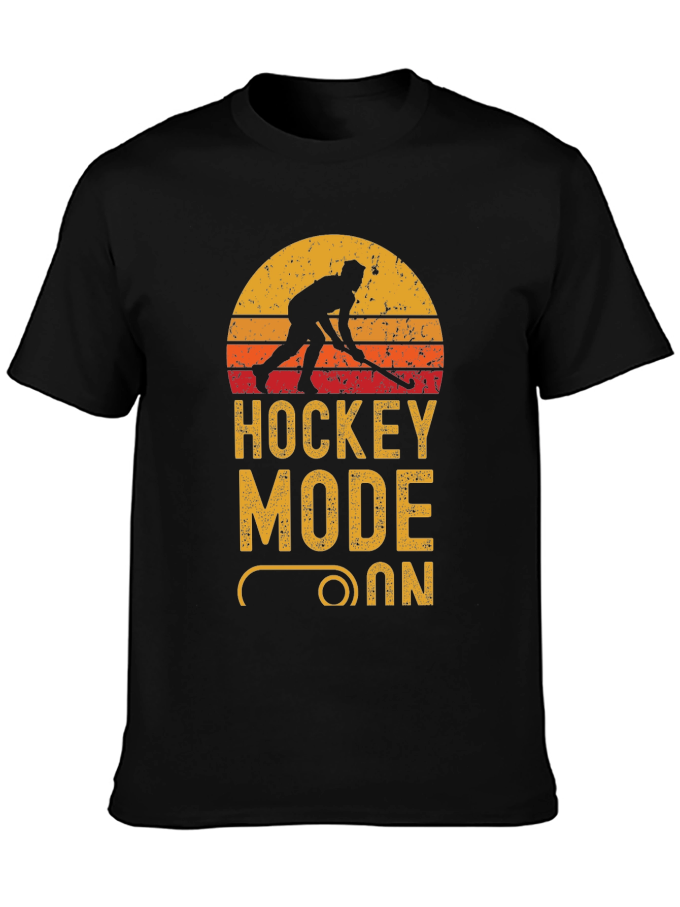 Hockey Mode On Graphic Tee - Black Cotton T-Shirt