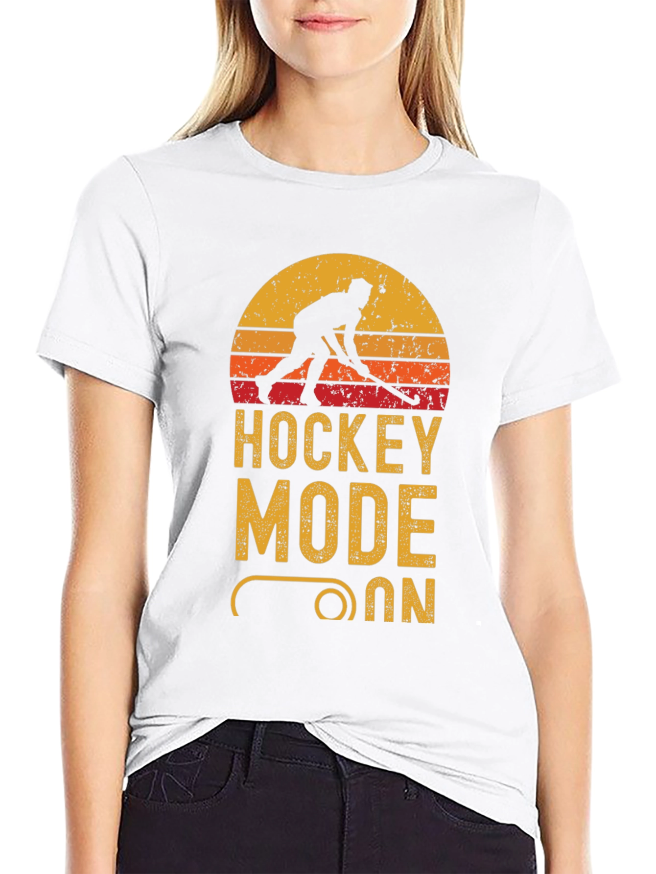 Hockey Mode On Graphic Tee - Black Cotton T-Shirt