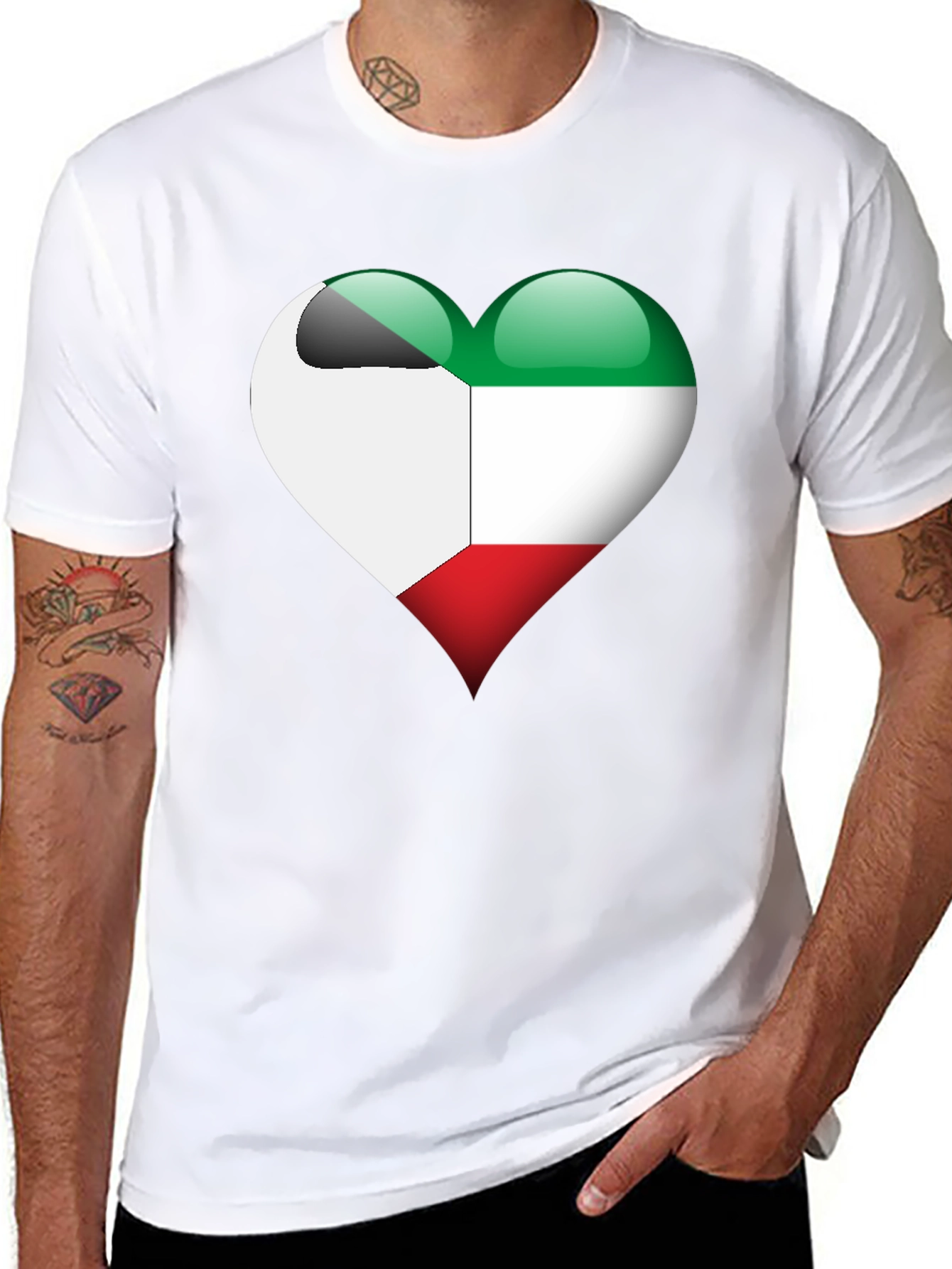 Kuwait Flag Heart T-Shirt - Show Your Love!