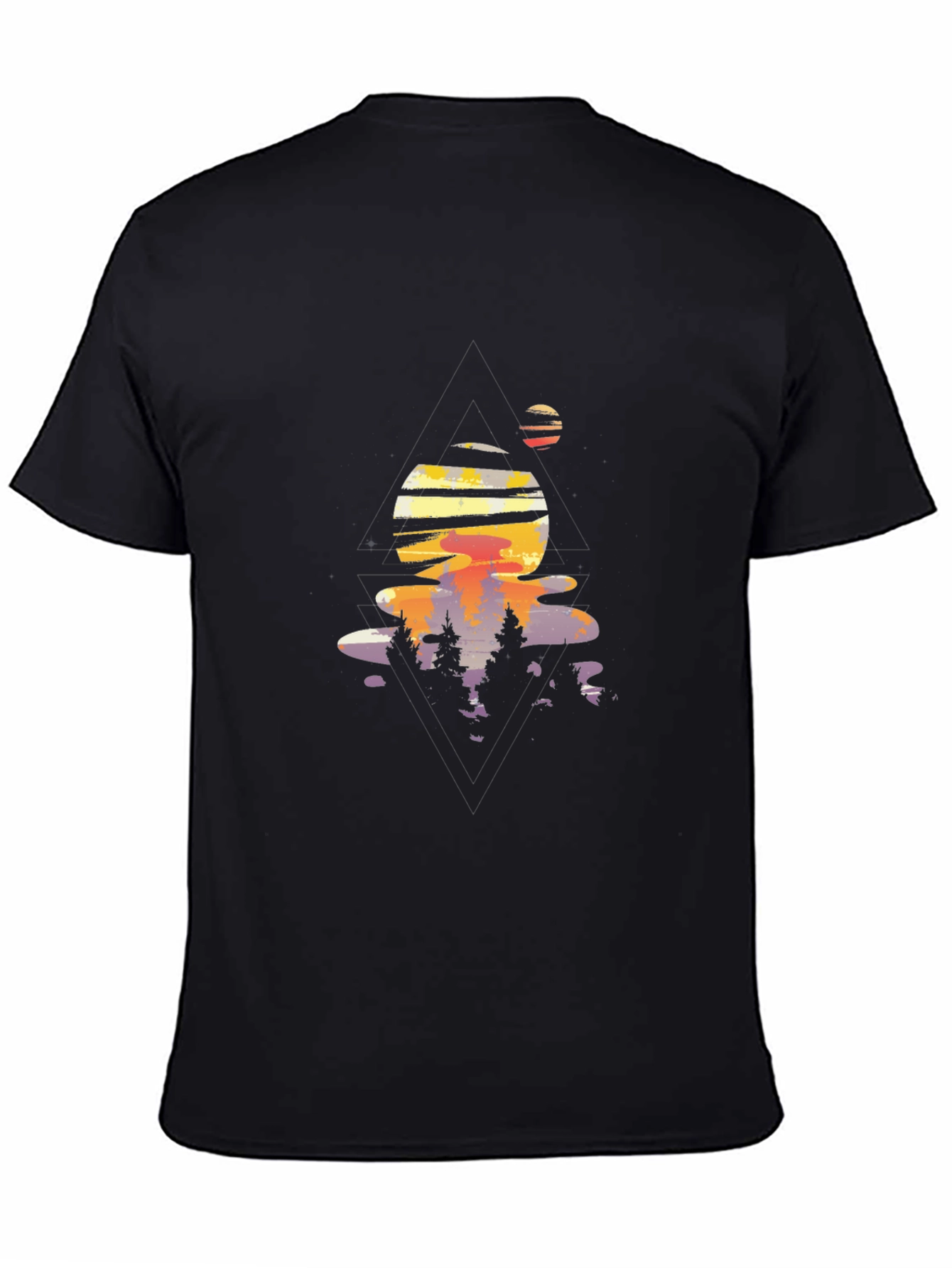 Abstract Sunset Graphic Tee - Black
