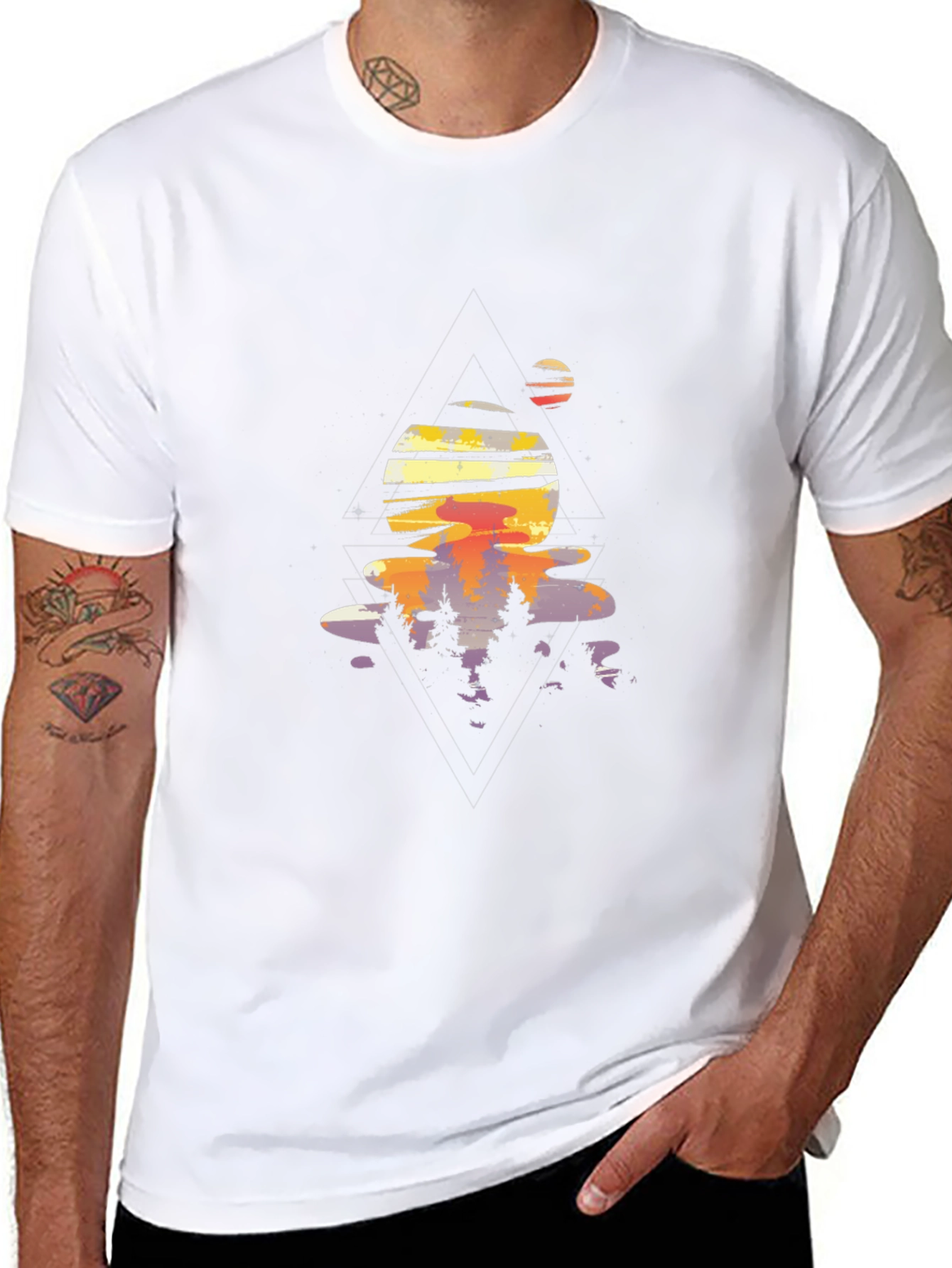 Abstract Sunset Graphic Tee - Black