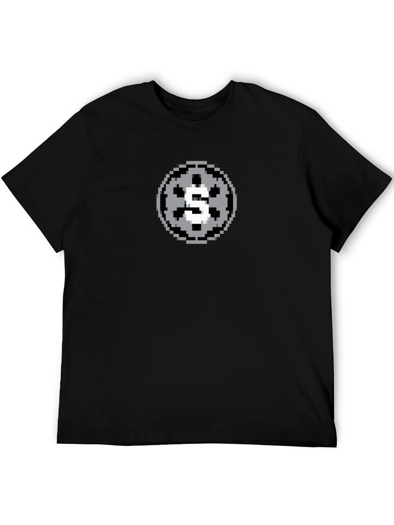 Pixel Art Letter S Graphic Tee - Black
