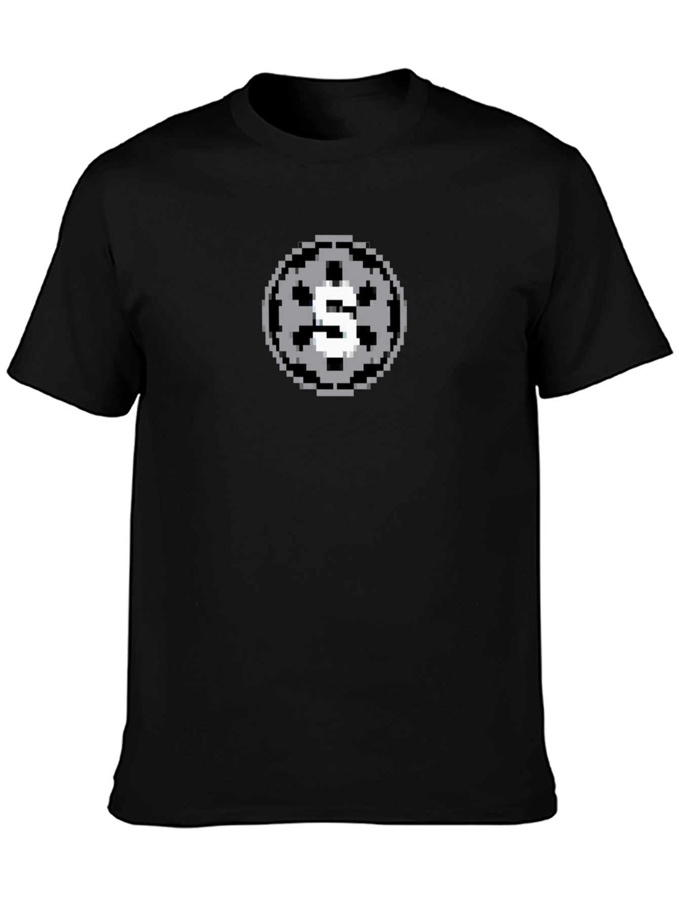 Pixel Art Letter S Graphic Tee - Black