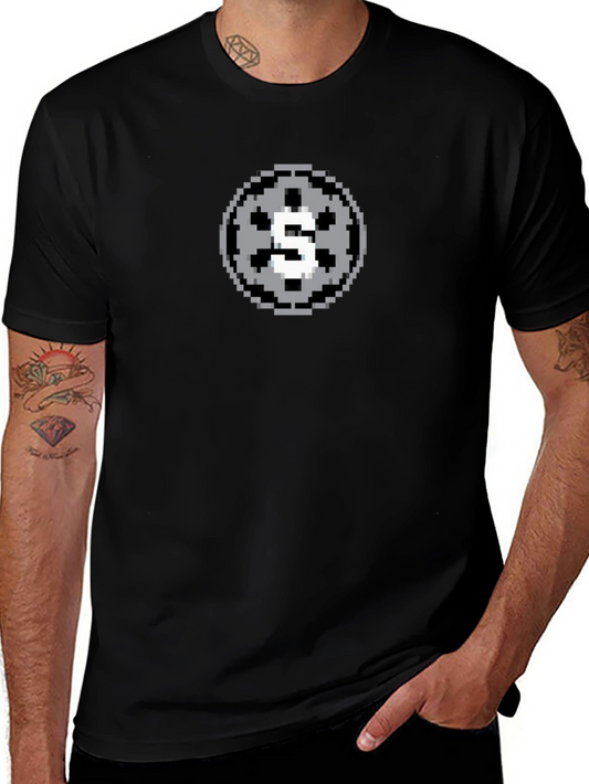 Pixel Art Letter S Graphic Tee - Black