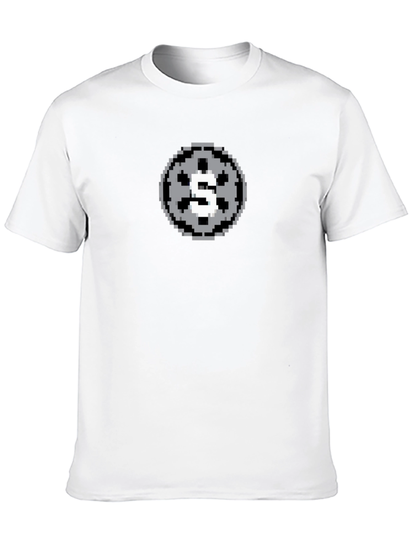 Pixel Art Letter S Graphic Tee - Black