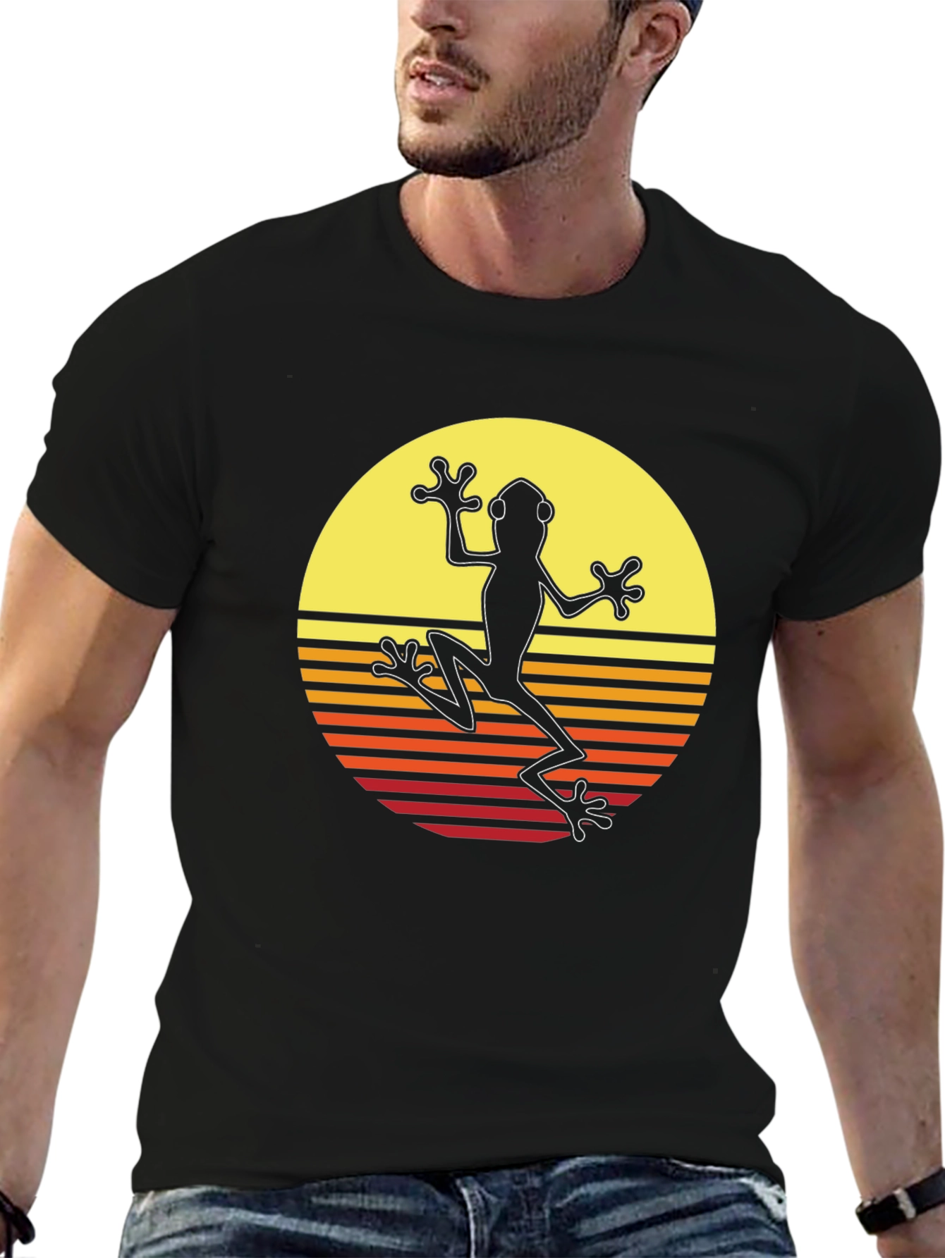Retro Frog Graphic Tee - Mens Black T-Shirt