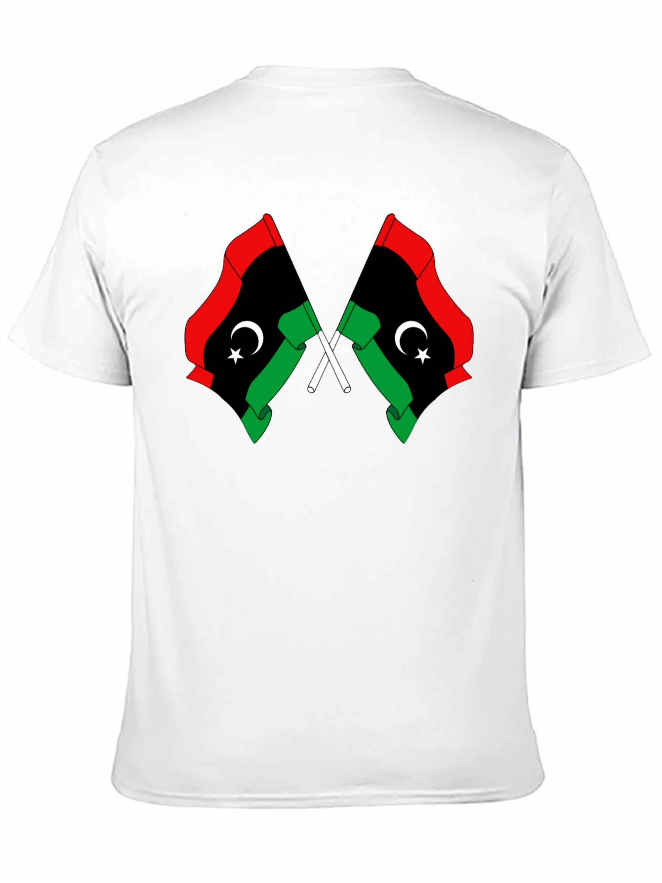 Libya Flag Graphic Tee - Black Cotton T-Shirt