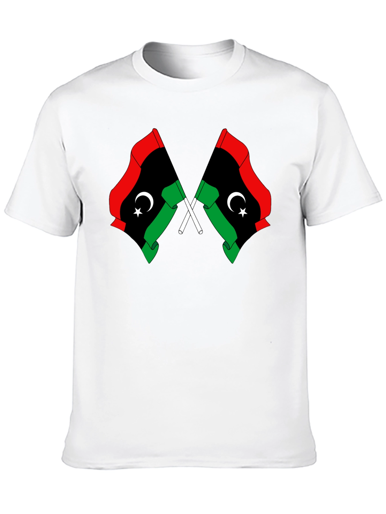 Libya Flag Graphic Tee - Black Cotton T-Shirt